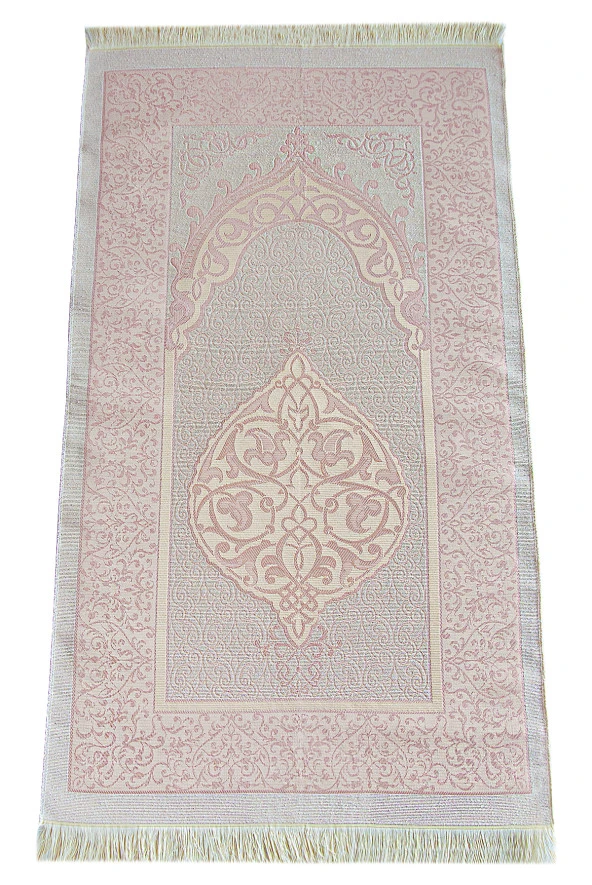 Pembe Vav Desenli Termo Deri Arapça Kuranı Kerim ve Seccade Seti - Resim 5