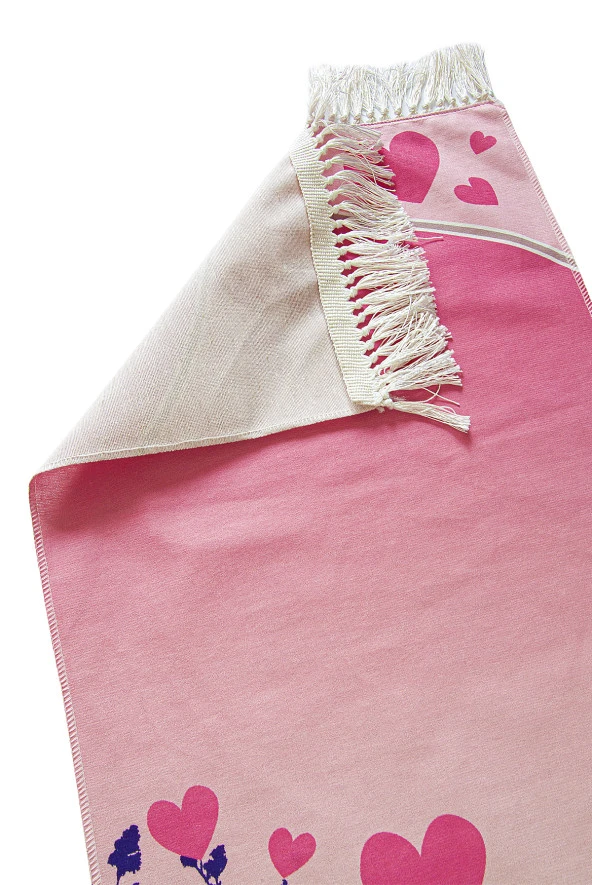 Dijital Baskılı Kalpli Çocuk Seccadesi Pembe - Resim 2