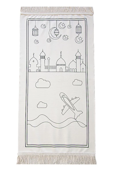 Arapça Çocuklara Özel Yıkanabilir Boyamalı Seccade Seti Kırmızı - Resim 6