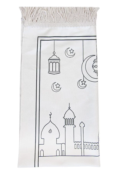 Arapça Çocuklara Özel Yıkanabilir Boyamalı Seccade Seti Kırmızı - Resim 7