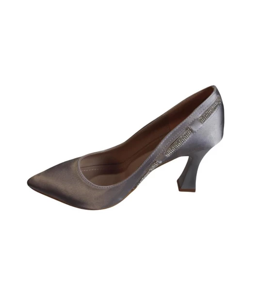 YAZKIŞ Kadın Siyah Gümüş Saten Yanları Taşlı 9cm Kadeh Topuk Stiletto Ayakkabı - 8