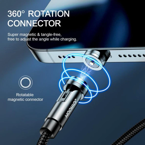 Joyroom Çoklu Manyetik Şarj Kablosu Lightning + Type-C + Micro 1.2 Metre - 3