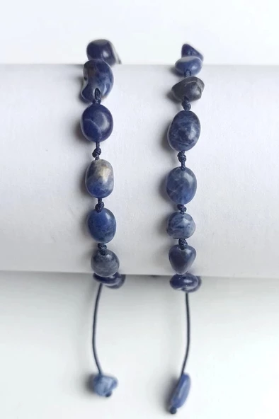 Doğal Sodalit Bileklik Makrome Ayarlı 647-3 - 2