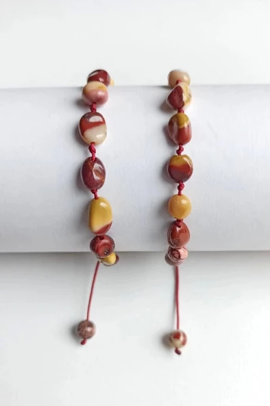 Doğal Mokait Jasper Bileklik Makrome Ayarlı 410-2 - 2