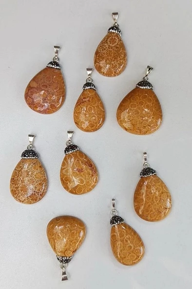 Fosil Mercan Kolye Ucu Gümüş 421-3 - 2