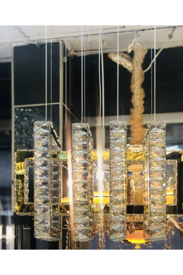 Ala Aydınlatma Plaket Kristal Taş Işlemeli Ledli Kumandalı Avize00