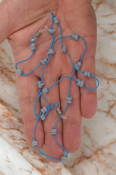 Doğal Anjelit Taşlı Gözlük İpi 129-10 - 2