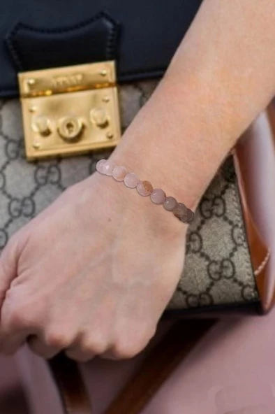 Pembe Kuvars Bileklik 8mm Faset Kesim 633-1 - 2