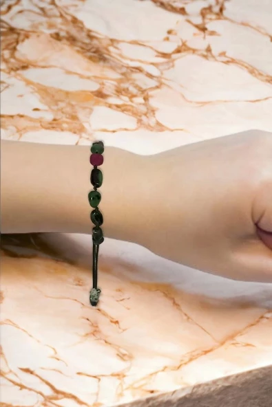 Rubyzoisit, Anyolit Bileklik Makrome Ayarlı 334-1 - 2