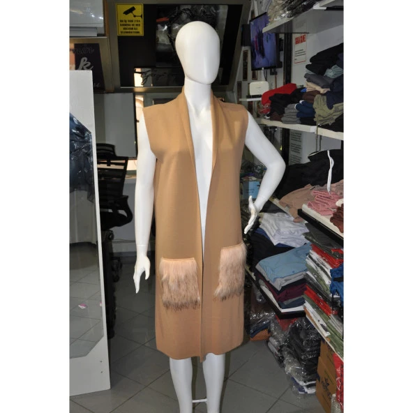 SİYAH VE AÇIK KAHVE KADIN YELEK - 5