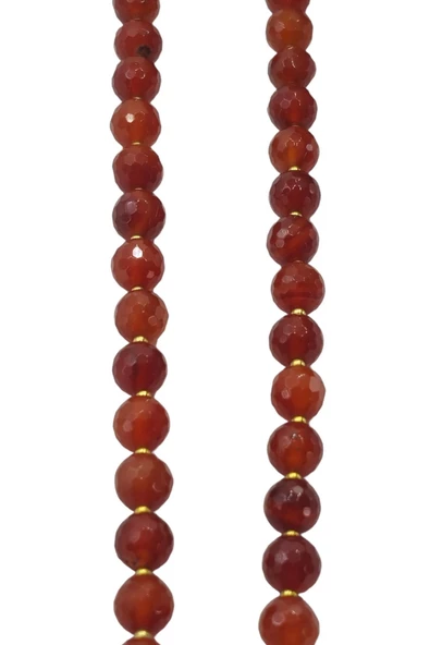 Karnelyan Akik Kolye 8mm Faset Kesim 308-4 - 3