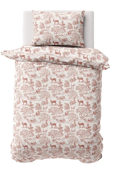 Makiteks Yüzde Yüz Pamuk Geyik Orman Temalı 160x220 cm Tek Kişilik Nevresim ve 2 Yastık Kılıfı Seti ürün görseli 1