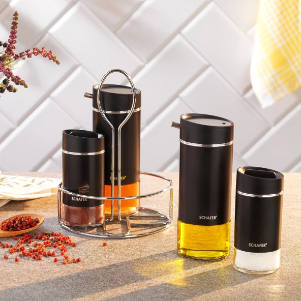 Schafer Silver Touch Yağlık+Sirkelik Seti 5 Parça-Siyah