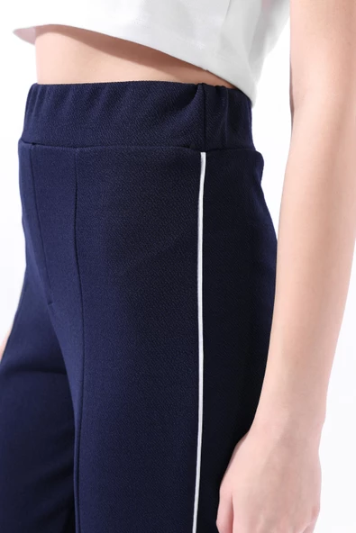 Paçası Yırtmaçlı Pantolon Lacivert 36257 - 2