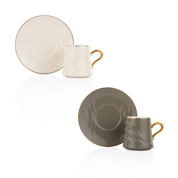 Schafer Vogue 6 Kişilik Kahve Fincan Seti 12 Parça-Çok Renkli - 3