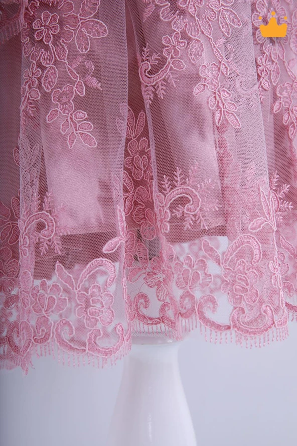 Babyhola Kız Bebek Bayramlık Uzun Kollu Mevlüt Kıyafeti Yenidoğan Dantelli Saten Abiye Elbise - Resim 5