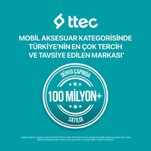 Ttec 2DK45B USB-C - USB-C 200cm 65W PD/QC Hızlı Şarj/Data Kablosu Beyaz - 6