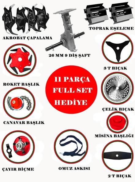 Eisenn Germany 11 In 1 Strong 4x4 Bakır Şanzıman 20 Hp Yan Tipi Benzinli Ot Çalı Çim Biçme Akrobat Çapa - 2