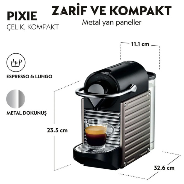 Nespresso C61 Pixie Titan Kahve Makinesi Gri - 2