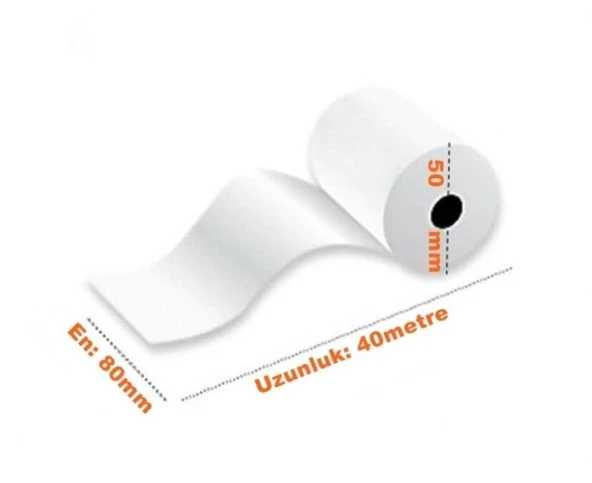 Termal Pos Yazar Kasa Rulosu - Pos Kağıdı - Beyaz - 80 mm x 40 Metre - 10 Adetlik 5 Paket - Resim 6