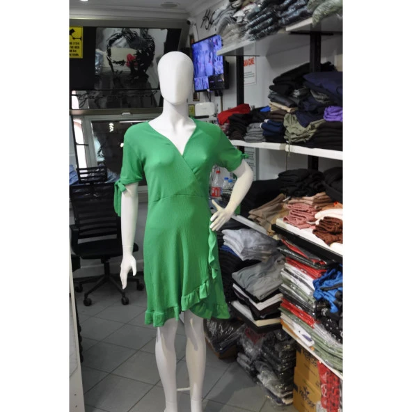 Kruvaze Yaka Elbise - 5