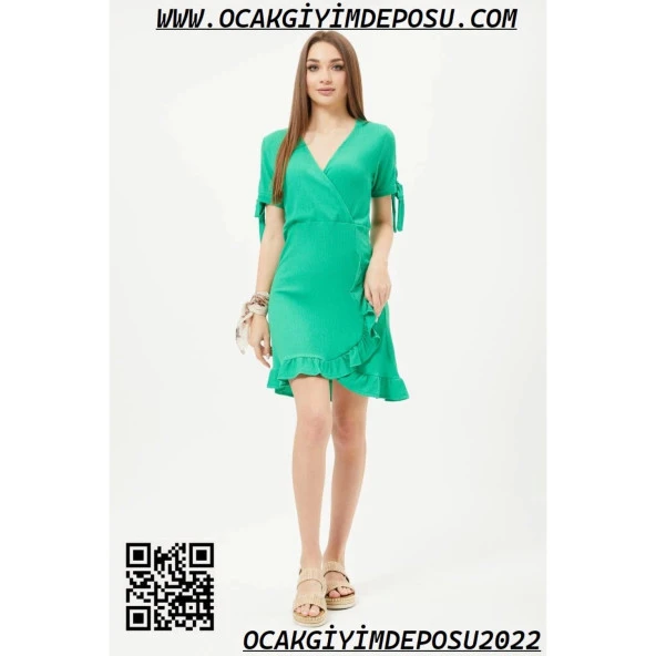 Kruvaze Yaka Elbise - 10