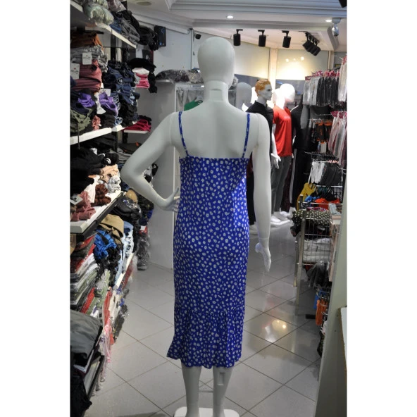 Önü Büzgülü İp Askılı Elbise - 2