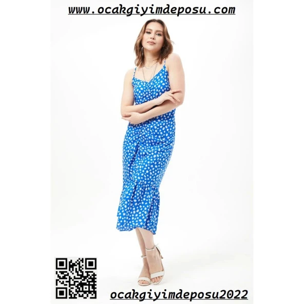 Önü Büzgülü İp Askılı Elbise - 9