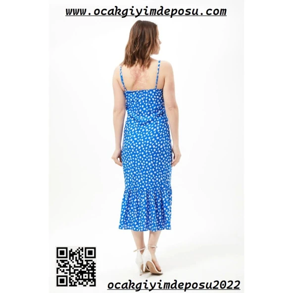 Önü Büzgülü İp Askılı Elbise - 10