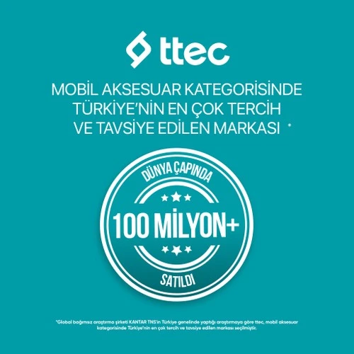 Ttec 2DK47B USB-C - USB-C 30cm 65W PD/QC Hızlı Şarj/Data Kablosu Beyaz - 6