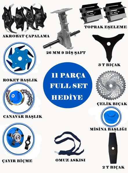 Eisenn Alman 11 In 1 G-tec Pro 20 Hp Yan Tipi Ot Çim Çalı Biçme Tırpanı Toprak Eşeleme Akrobat Çapa Aparatı - 2