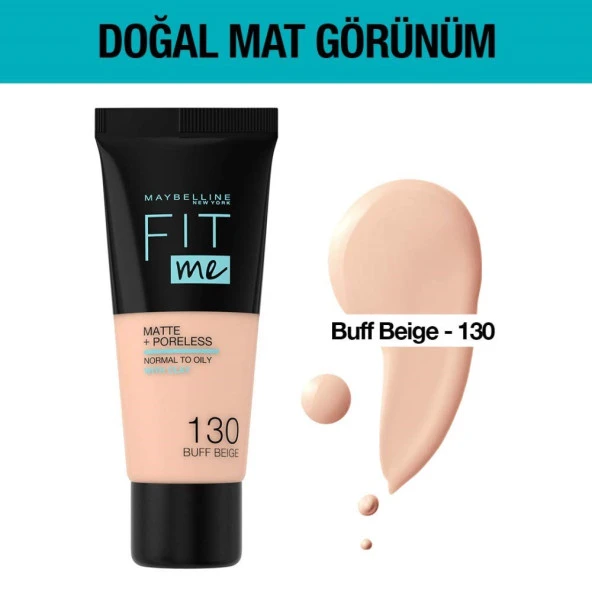 Maybelline New York Fit Me Matte+Poreless Fondöten, 130 Buff Beige - 2