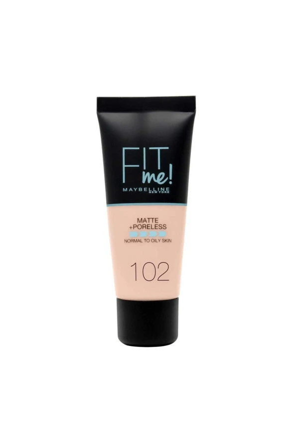 Maybelline New York Mat Fondöten - Fit Me Matte + Poreless Foundation 102 Fair Ivory 3600531369361