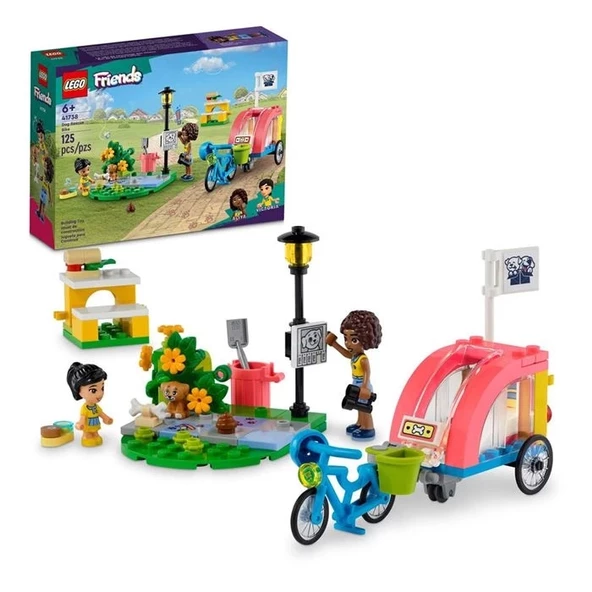 LEGO® Friends Köpek Kurtarma Bisikleti 41738-6 Yaş ve Üzeri Çocuklar için Çıkarılabilir Römorklu Oyuncak Yapım Seti (125