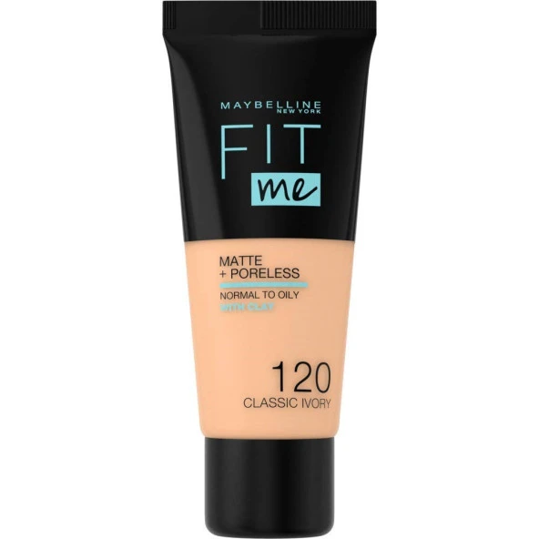 Maybelline New York Fit Me Matte+Poreless Fondöten, 120 Classic Ivory, 30 ml