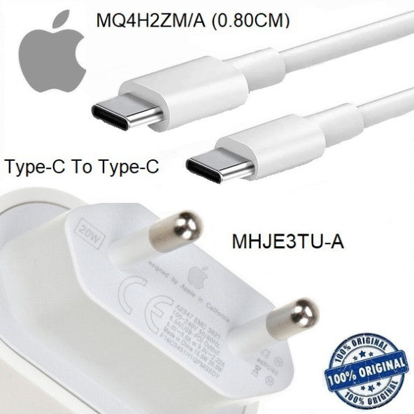 Apple iPhone 15 20W Hızlı Şarj Aleti Seti USB-C To Type-C MHJE3TU-A + MQ4H2ZM/A (Kablo Dahil) - 2