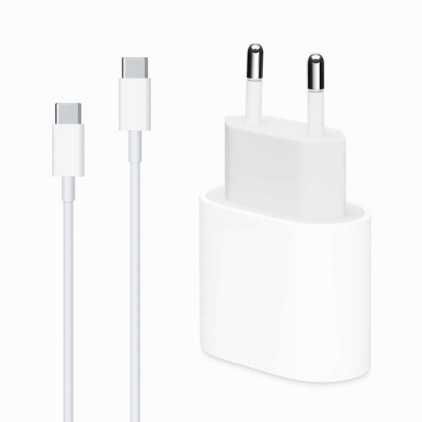 Apple iPhone 15 20W Hızlı Şarj Aleti Seti USB-C To Type-C MHJE3TU-A + MQ4H2ZM/A (Kablo Dahil) - 3