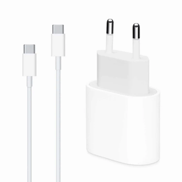 Apple iPhone 20W Hızlı Şarj Aleti Seti USB-C To Type-C MHJE3TU-A + MQ4H2ZM/A (Kablo Dahil)