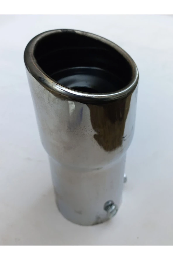51 mm. Antipas iç kaplamalı önü kesik yuvarlak  RÜZGAR sesli sök/tak vidalı nikelaj egzoz eksoz ucu - 2
