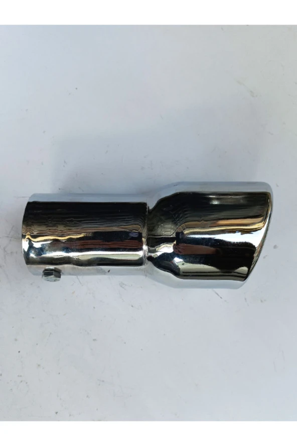 51 mm. Antipas iç kaplamalı önü kesik yuvarlak  ISLIK sesli sök/tak vidalı nikelaj egzoz eksoz ucu - Resim 2