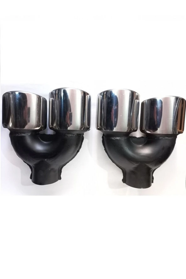 90 Mm Yassı Kesik Çiftli Sağ Sol Takım Egzoz Ucu - Resim 2