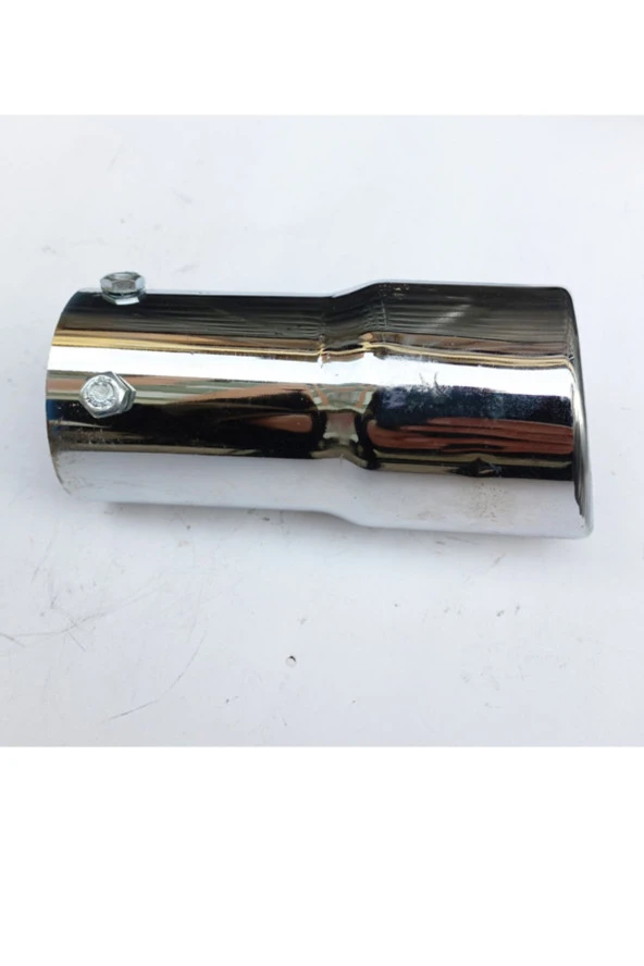 60 mm. Antipas iç kaplamalı önü kesik yuvarlak  ıslık sesli sök/tak vidalı nikelaj egzoz eksoz ucu - Resim 3