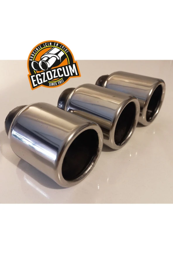 60 mm Paslanmaz Krom içi boş önü düz yuvarlak tekli egzoz ucu - Resim 3