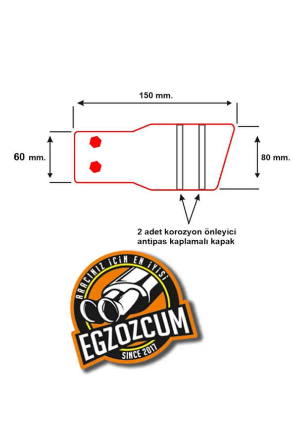 60 mm. Antipas iç kaplamalı önü kesik yuvarlak  ıslık sesli sök/tak vidalı nikelaj egzoz eksoz ucu - Resim 4
