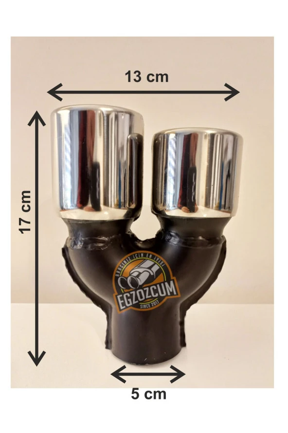 60 mm. Krom düz yuvarlak (dual) çift yönlü paslanmaz sessiz egzoz eksoz ucu - Resim 3