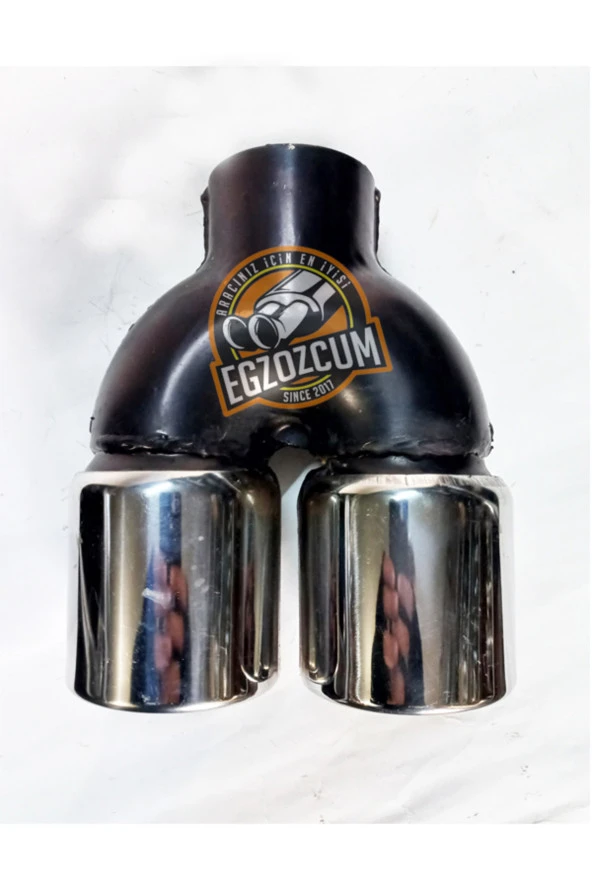 76 mm. Krom düz eşit (dual) çift çıkışlı paslanmaz içi boş egzoz eksoz ucu 2 ADET TAKIM - Resim 3