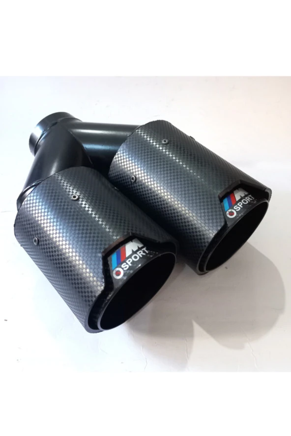 90 mm. SOL Dual Karbon Akrapoviç Msport logolu Uyumlu egzoz eksoz ucu çift çıkışlı - Resim 3