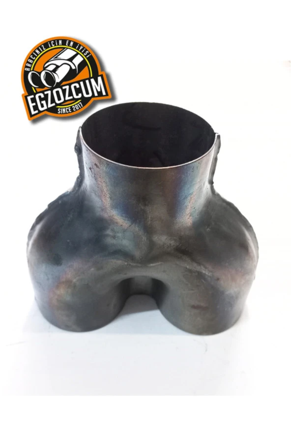 DKP boru kaynaklı çatal (dual) Uyumlu  çift çıkışlı ham egzoz eksoz pantalonu - Resim 2