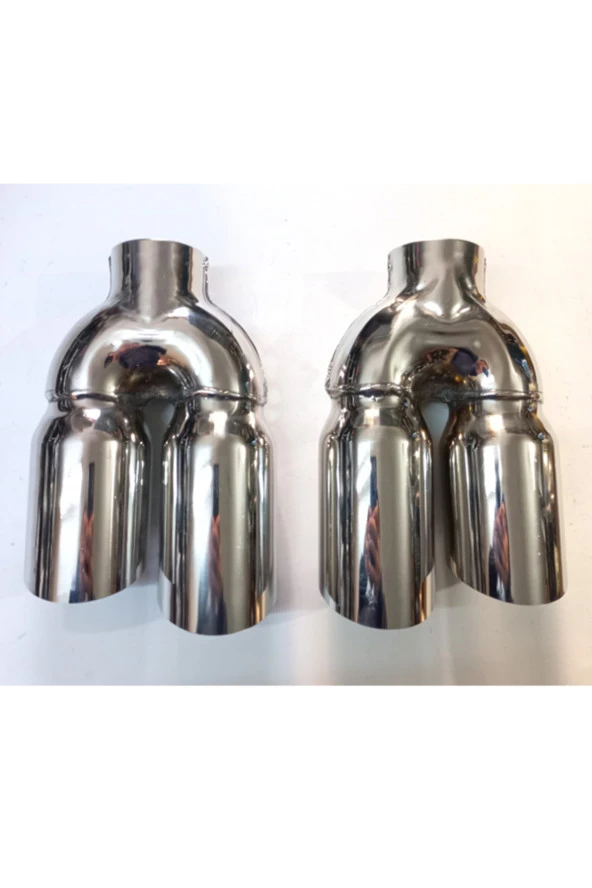 76 mm. PASLANMAZ KOMPLE KROM çift çıkış DUAL SAĞ eğimli kesik eksoz egzoz ucu - Resim 4
