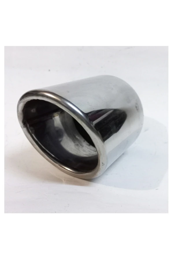 90 mm. Paslanmaz Krom içi boş önü kesik yuvarlak tekli egzoz eksoz ucu - Resim 2